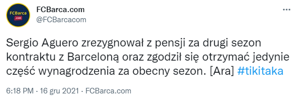 WIELKI GEST Sergio Aguero wobec Barcy po zakończeniu kariery!